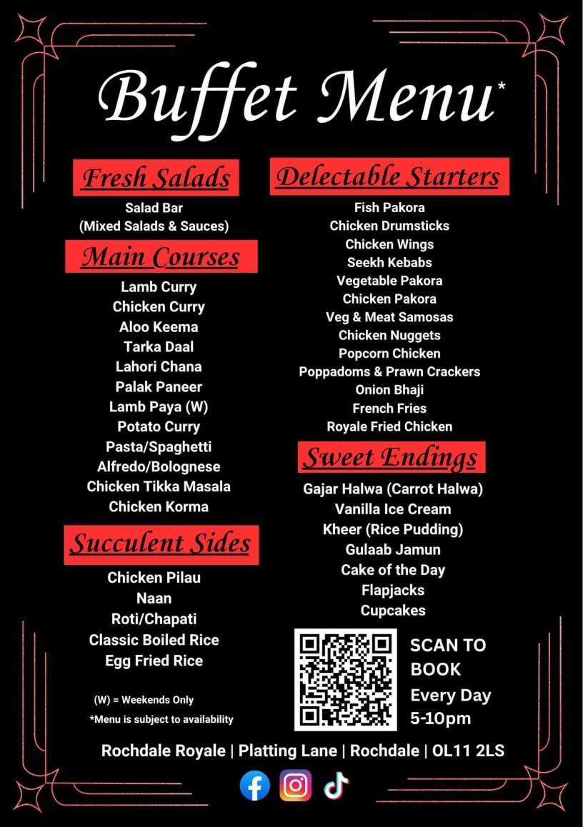 Royale Restaurant Menu Buffet